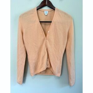 TSE Classic 100% Pure Cashmere Cardigan Sweater Apricot Orange Size Medium